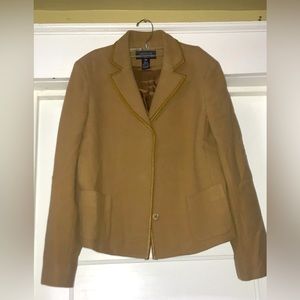 90’s Vintage Jones New York Signature Petite Wool Blend Blazer with Leather Trim